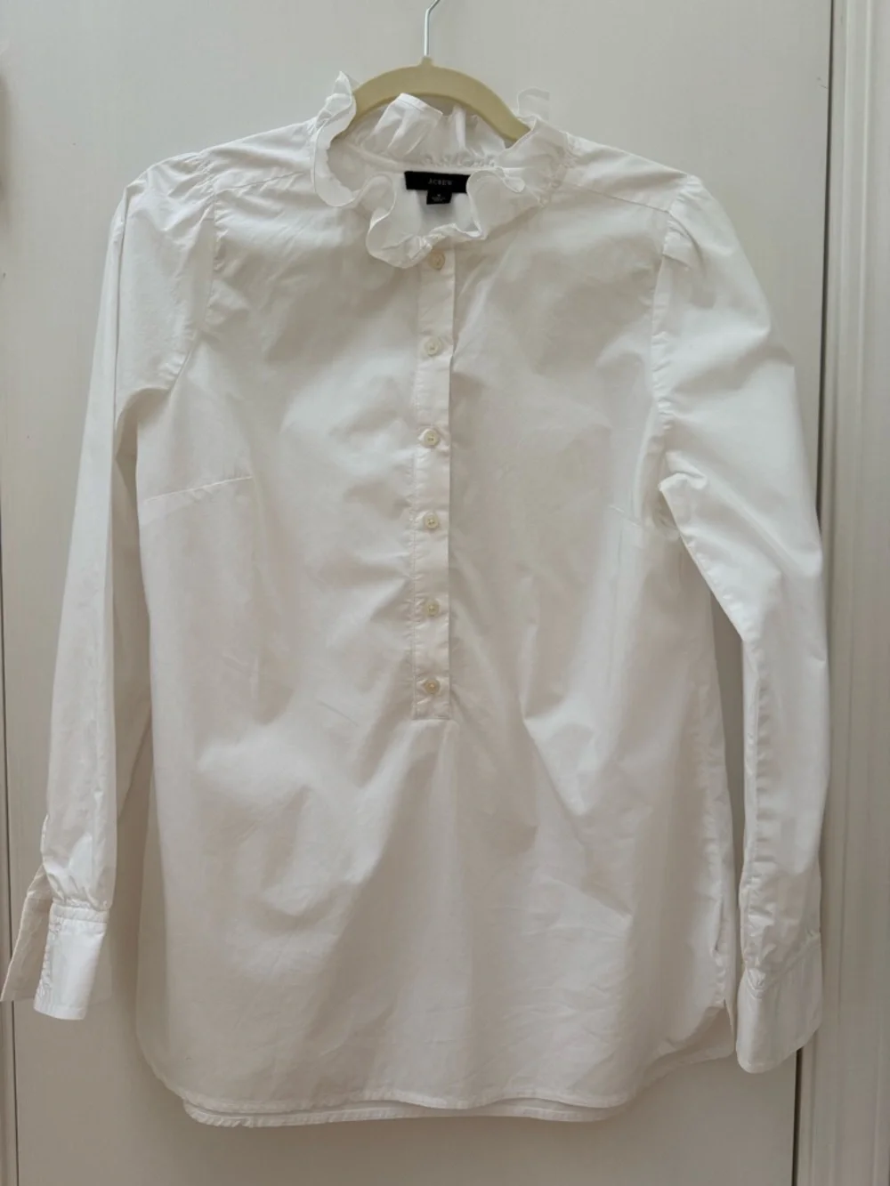 J. Crew White Ruffle Collar Popover Shirt, Size S - Picture 2 of 7